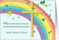 Religious St Patrick’s Day Cross Rainbow card