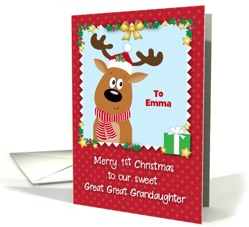 Custom Name First Christmas Great Great Granddaughter card (1715136)