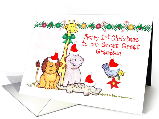 First Christmas Great Great Grandson Jungle Animals card (1715182)