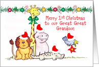 First Christmas Great Great Grandson Jungle Animals card