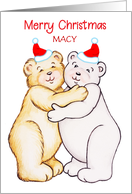 Custom Name Christmas Tween Bears card