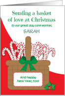 Custom Name Christmas Day Care Worker card