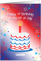 First Fourth of July Birthday Custom Name card