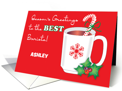 Custom Name Season's Greetings Barista card (1737700)