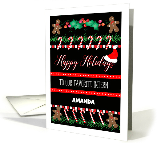 Custom Name Happy Holidays Intern Gingerbread card (1738114)