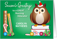 Nursing Educator Custom Season’s Greetings Owl card