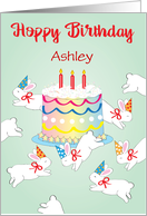 Custom Name Bunny Birthday Cake Candles card