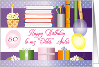 80th Birthday Older Sister Books Cupcake Balloons card