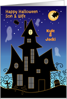Custom Name Halloween Son Wife Haunted House card