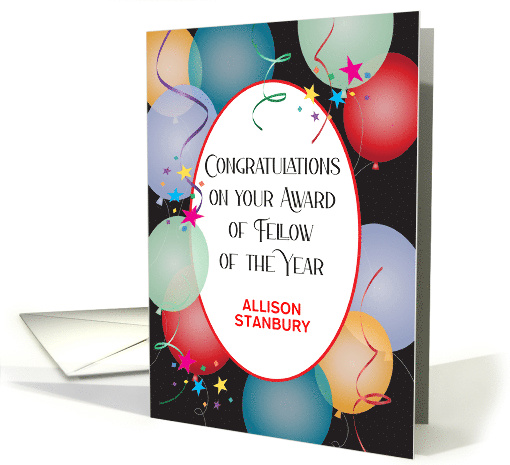 Custom Name Fellow Of The Year Balloons card (1745400)