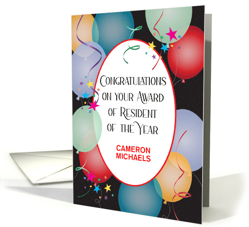 Custom Name Resident Of The Year Balloons card (1745402)
