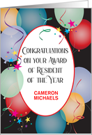 Custom Name Resident Of The Year Balloons card