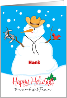 Custom Name Farrier Happy Holidays Cowboy Hat card