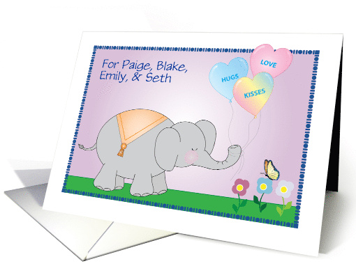 Custom Name Sympathy For Kids Elephant Balloons card (1746032)