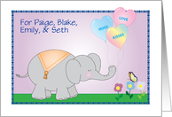 Custom Name Sympathy For Kids Elephant Balloons card