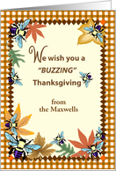 Custom Bee Theme Thanksgiving Autumn Leaves card