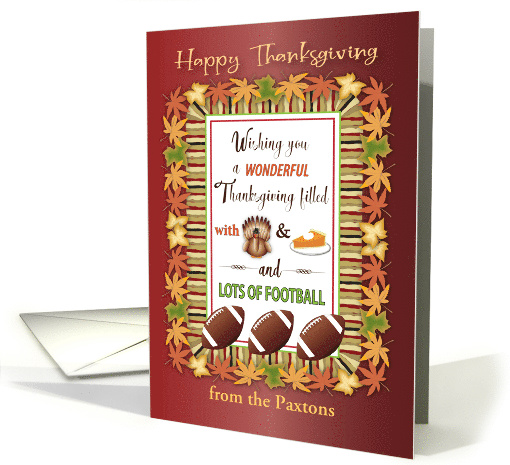 Custom Name Football Happy Thanksgiving Turkey card (1746688)