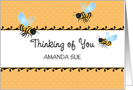 Custom Name Thinking of you Bee Theme card