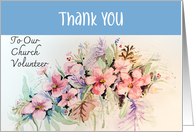 Thank You Church Volunteer Watercolor Flowers card