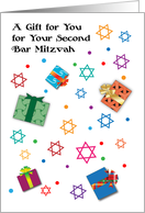 Congratulations Second Bar Mitzvah Gift Card Stars of David card