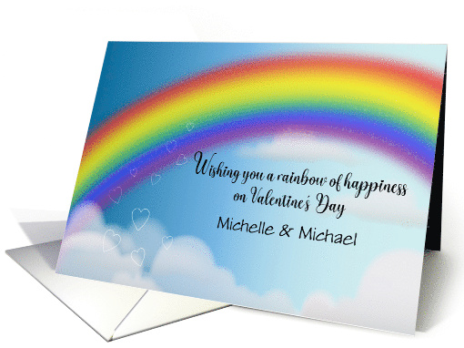Custom Name Rainbow Valentine's Day Hearts card (1752894)