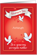 Custom Name Surrogate Mother Valentine Doves card