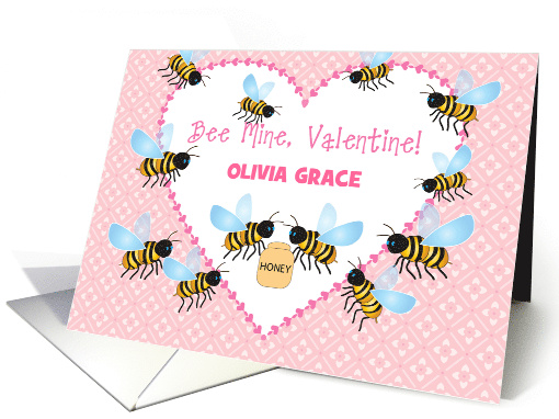Bee Theme Custom Name Valentine card (1753860)