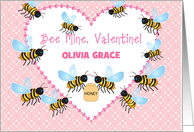 Bee Theme Custom Name Valentine card