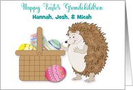 Custom Name Easter For Grandchildren Hedgehog Eggs card