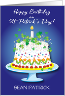 Custom St Patrick’s Day Birthday Shamrocks Cake card