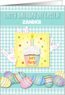 Custom Young Man Easter Birthday Eggs Bunnies card