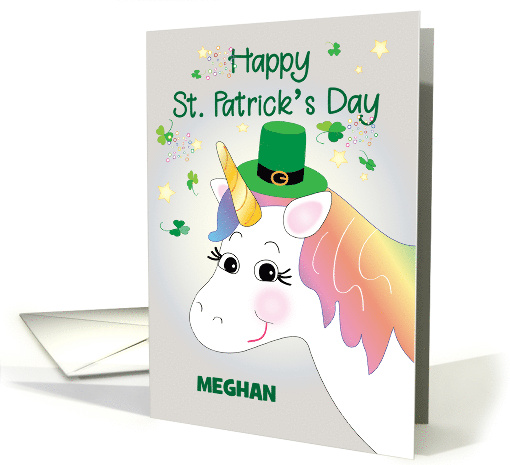 Custom Name Unicorn St Patrick's Day Shamrocks card (1758156)