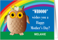 Custom Name Mother’s Day Owl Rainbow card