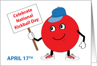 National Kickball Day April 17 Cartoon Red Ball card