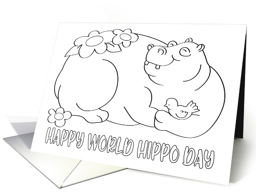 Coloring Card World Hippo Day February 15 card (1763468)