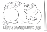 Coloring Card World Hippo Day February 15 card