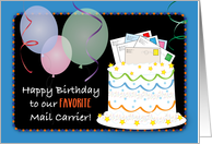 Mail Carrier Happy Birthday Cake And Letters card