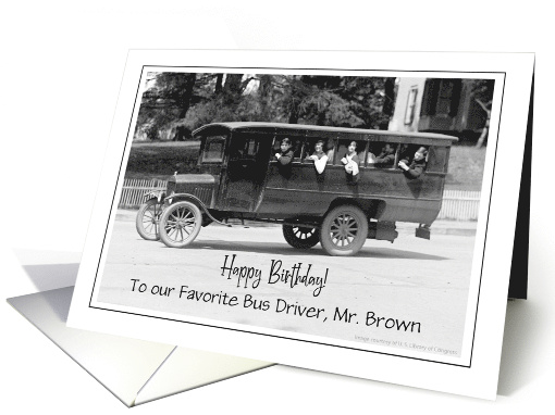 Custom Name School Bus Driver Birthday Vintage card (1767998)