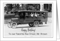 Custom Name School Bus Driver Birthday Vintage card