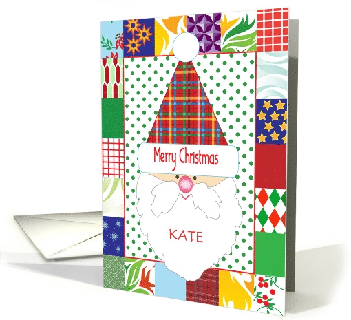 Custom Name Quilter Merry Christmas Santa card (1778806)