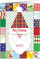 Custom Name Quilter Merry Christmas Santa card