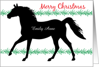 Custom Name Christmas Horse Riding card