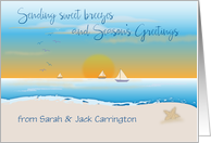Custom Name Sailing Christmas Beach card
