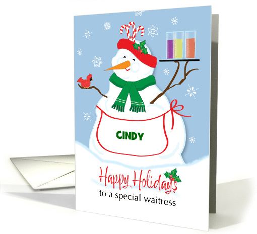 Custom Christmas Snow Woman For Waitress card (1791510)