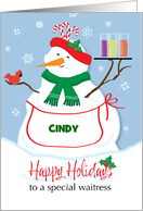 Custom Christmas Snow Woman For Waitress card