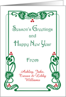 Custom Name Art Nouveau Christmas card