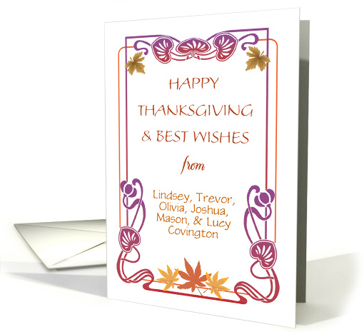 Custom Name Art Nouveau Thanksgiving card (1796878)