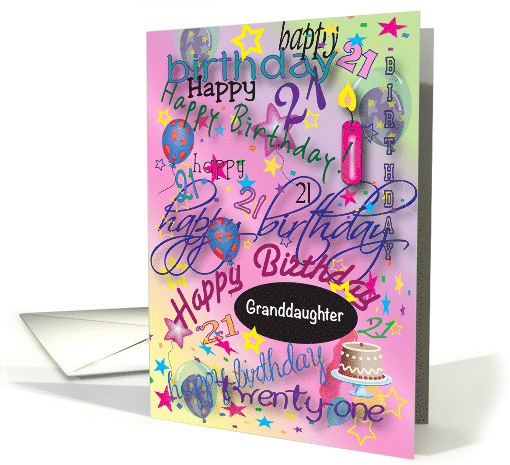 21st Birthday Granddaughter Candle Cake card (1798540)