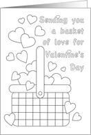 Valentine Day Coloring Card Hearts Basket card