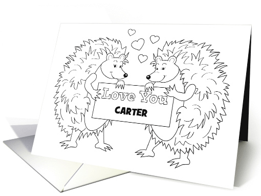 Custom Hedgehogs Valentine Day Coloring card (1799198)